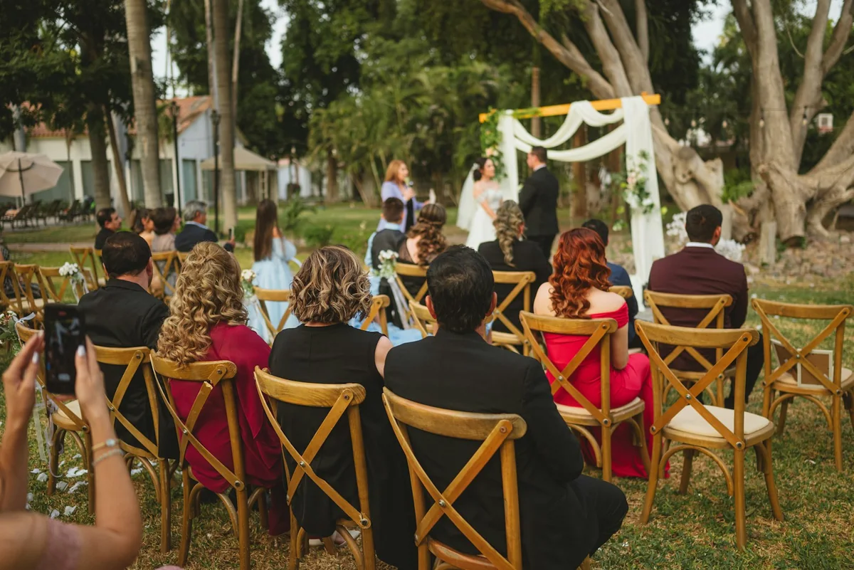 Guests gathered for a wedding ceremony