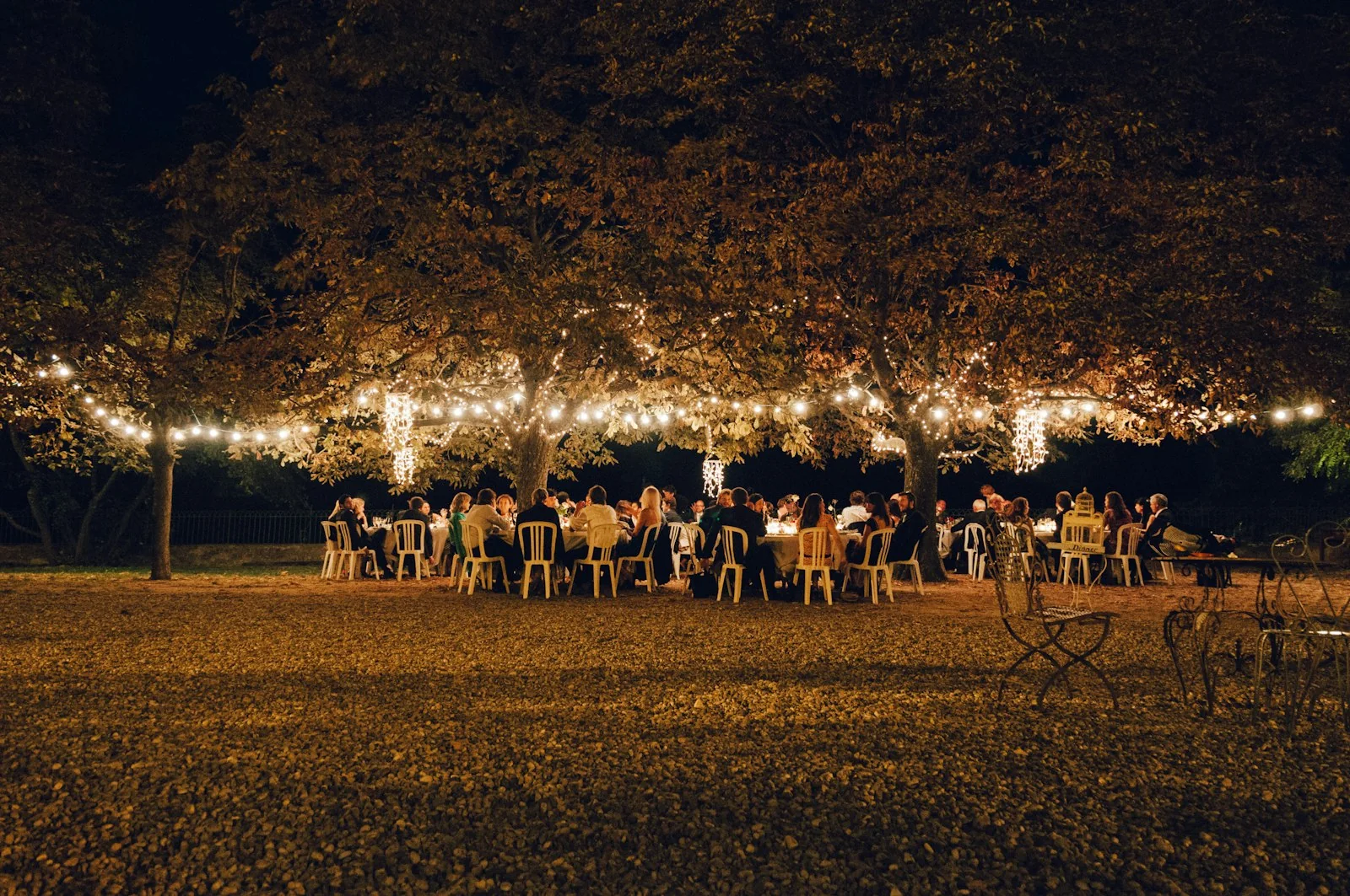 Wedding guests celebrating around their table